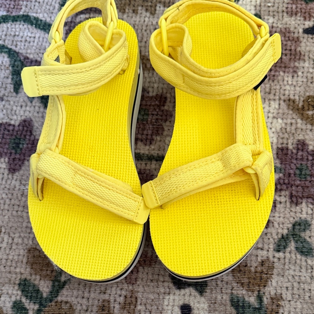 Teva Bright Yellow Hook-and-Loop Platform Sandals - image 1